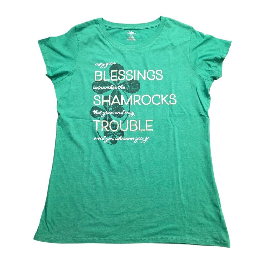 Celebrate‎ St. Patrick's Day T-Shirt Irish Blessings Green Womens Large